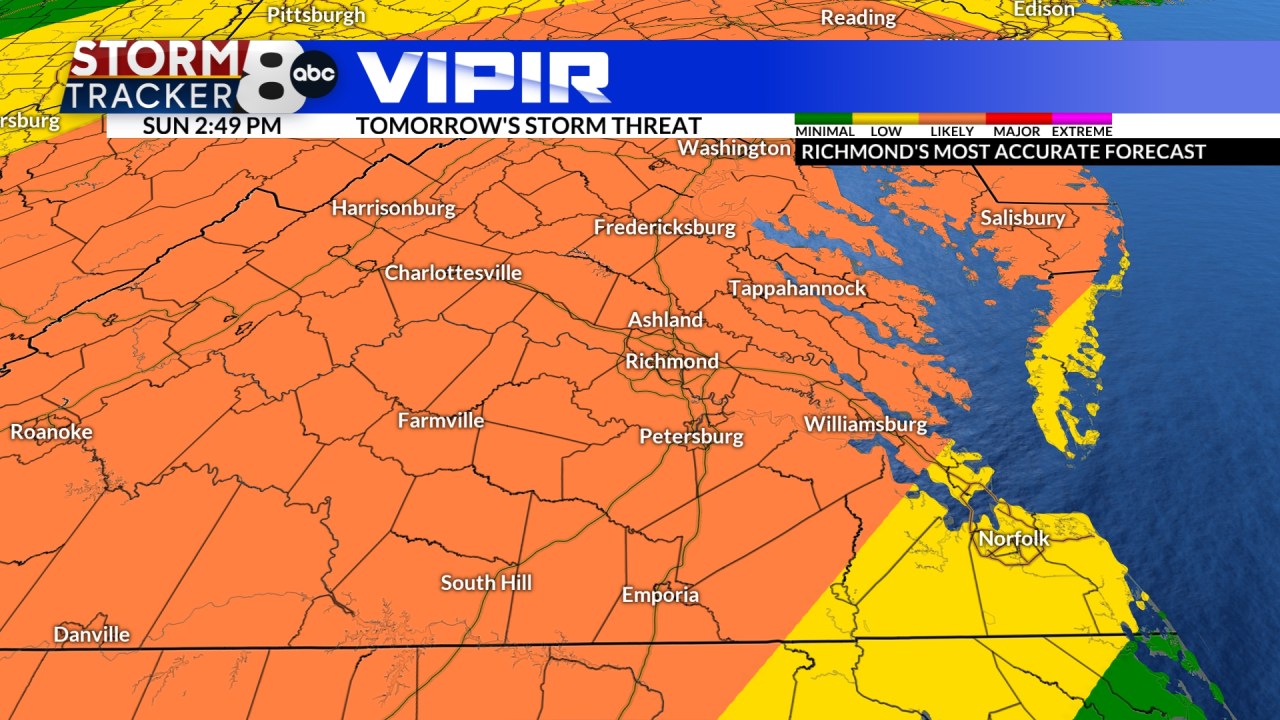 Strong to severe storms moving through central Virginia Monday [Video]