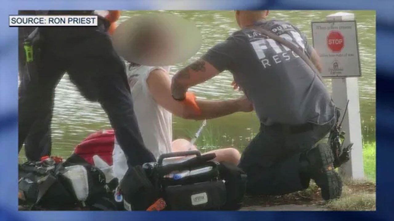 Fisherman hospitalized after giant alligator bites off his hand in Florida pond [Video]