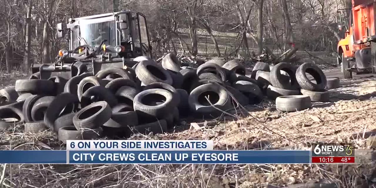 Omaha city crews clean up illegal dumping spot [Video]