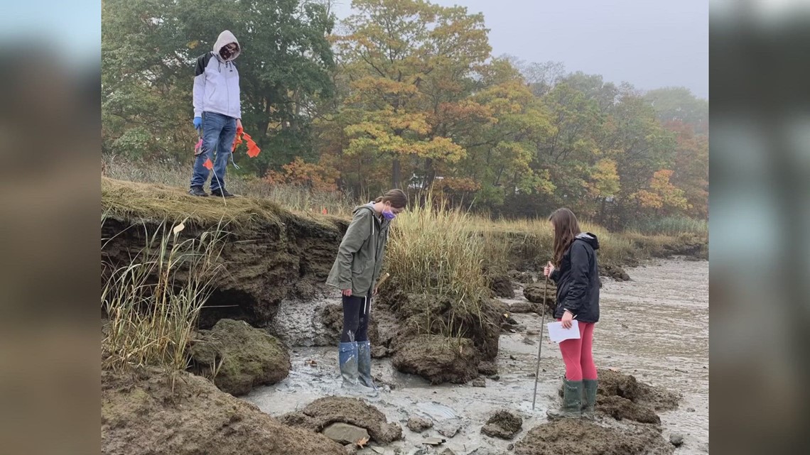 Climate students get their hands dirty while studying coastal marshes [Video]