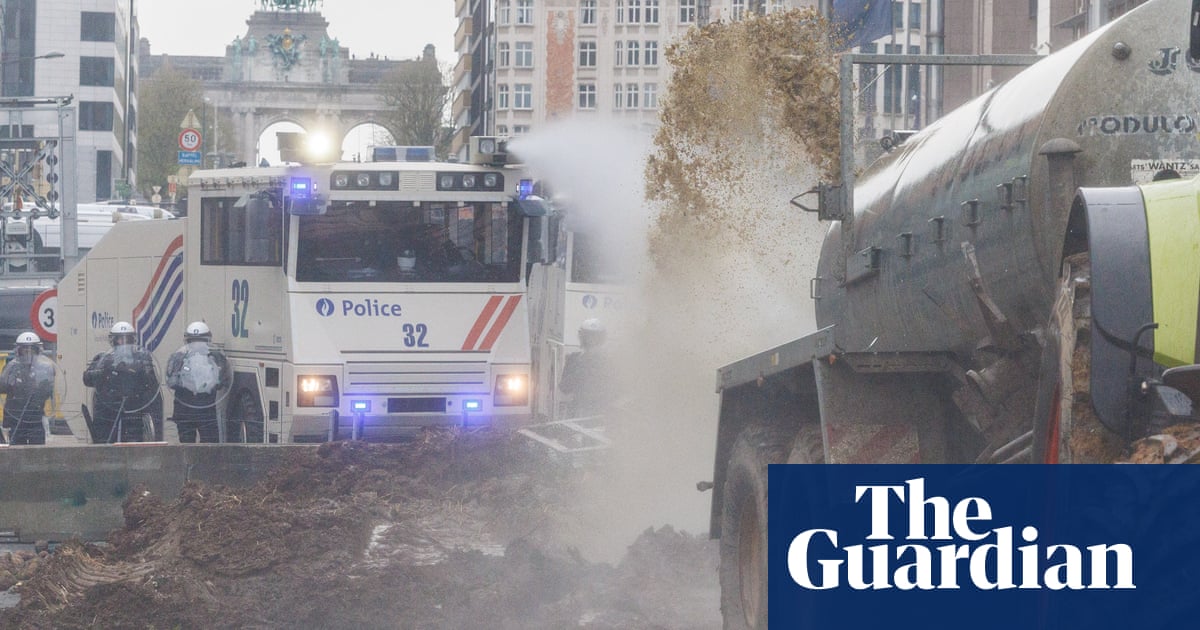 Belgian farmers spray manure towards police who respond with water cannon  video | World news
