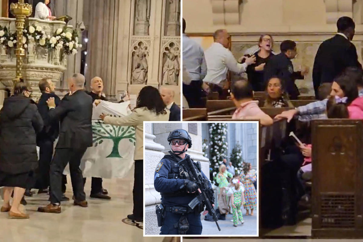 Serial protesters disrupt Easter Mass at St. Patricks with free Palestine chants before cops haul them away [Video]