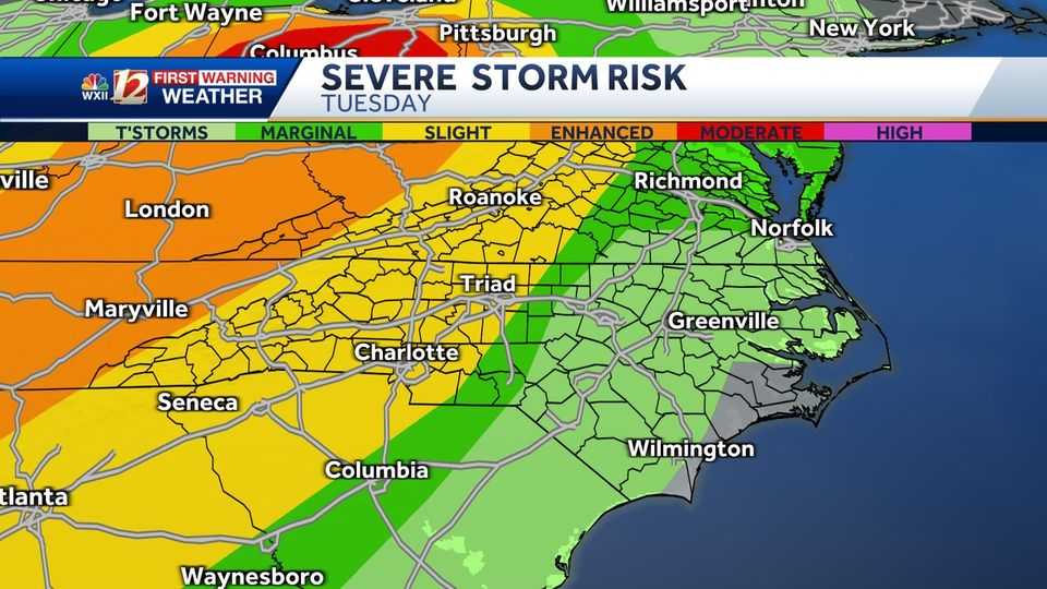 Severe storms possible in the Carolinas late Tuesday-Wednesday [Video]