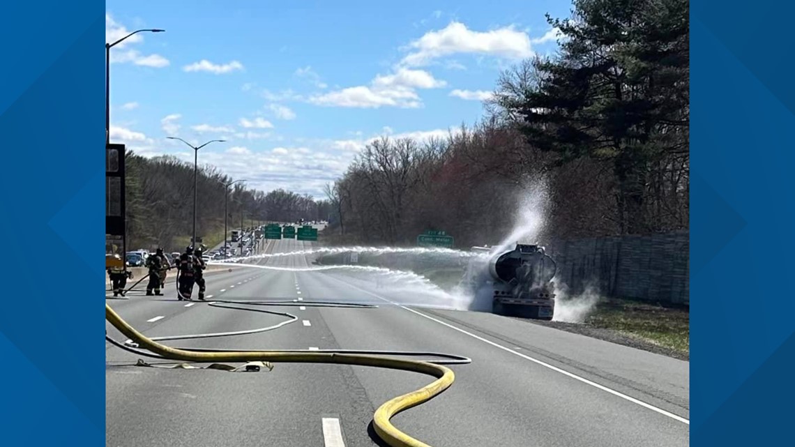 Tanker truck fire shuts down section of I-91 in Enfield [Video]