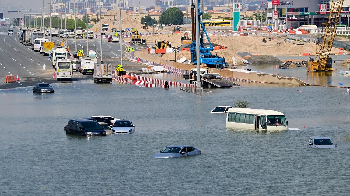 Dubai’s sluggish return to ‘normality’: Planes gradually hit runways again but cars remain stranded in water as the city struggles to get to grips with flooding crisis [Video]