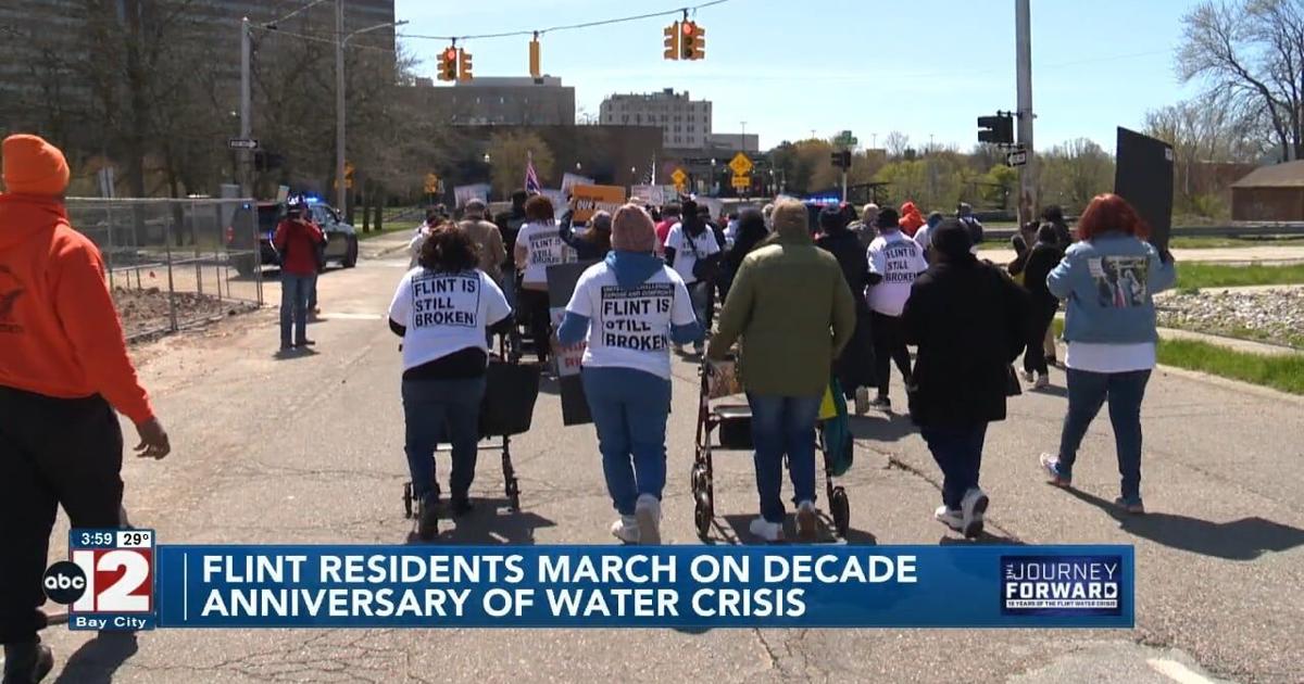 Flint community members march to commemorate 10 years of water crisis | Video