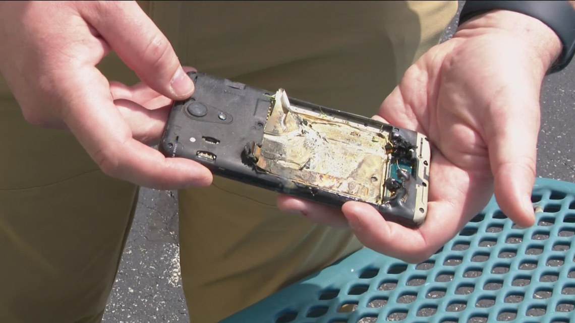 Lithium-ion battery in phone catches fire in Lake Township [Video]
