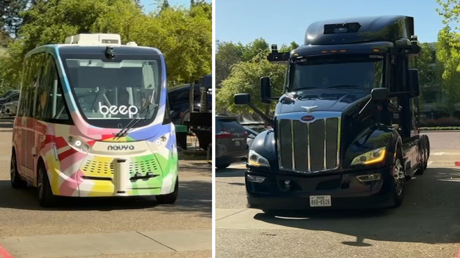 A Beep vehicle and freight truck were just some of the autonomous vehicles showcased at the Redefining Mobility Summit in San Ramon on Tuesday. [Video]