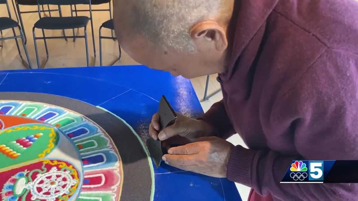 Visiting Tibetan monk working on mandala in Brattleboro [Video]