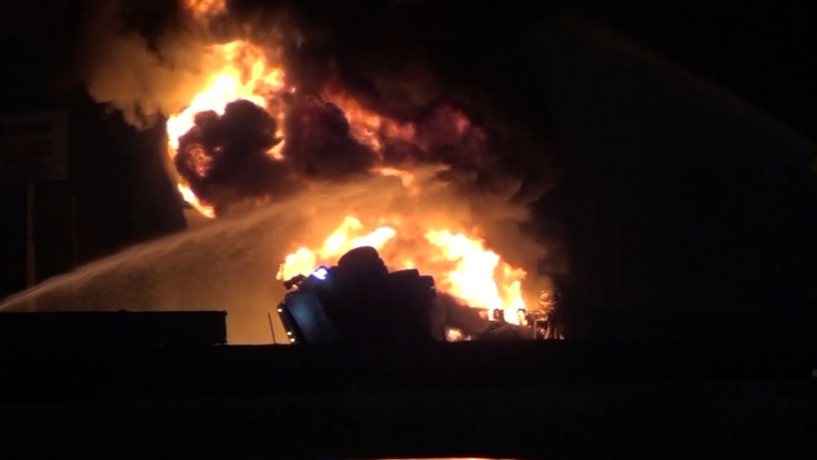 Gas tanker explosion: 18-wheeler bursts into flames after crash, causing explosion that shut down inbound lanes of I-45 [Video]