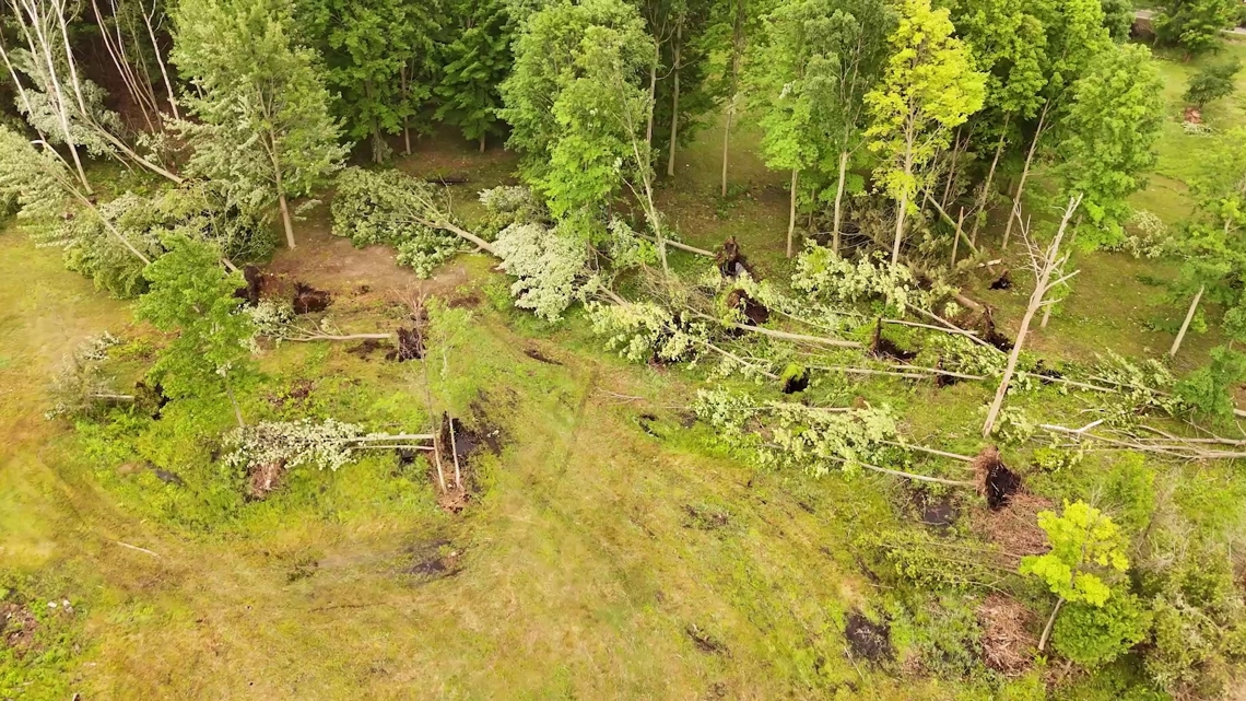 Whitehall, Michigan storm damage | Drone video