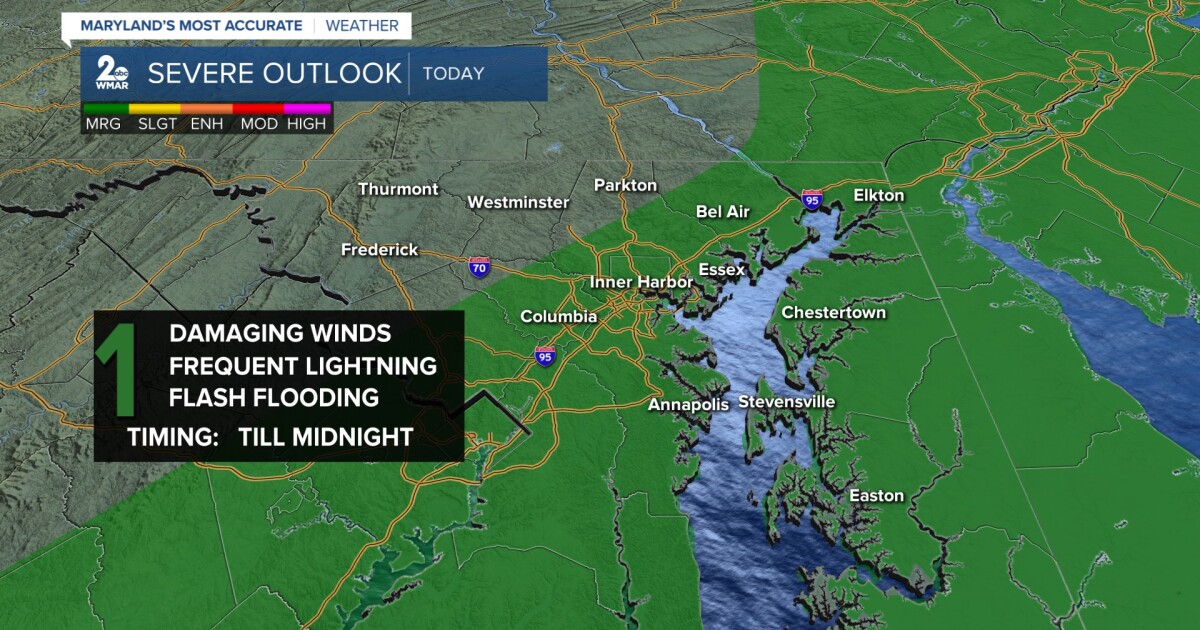 Low-end severe threat for us in Maryland [Video]